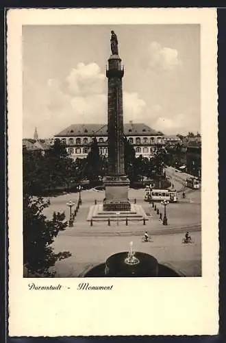 AK Darmstadt, Blick zur Ludwigssäule