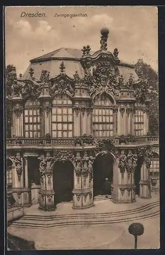 AK Dresden, Blick auf den Zwingerpavillion