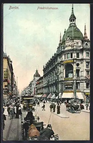 AK Berlin, Friedrichstrasse mit Passanten