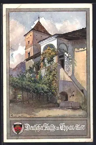 Künstler-AK Eppan, Der Deutsche Ansitz, Deutscher Schulverein