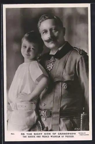 AK On the Right Side of Grandpapa, The Kaiser and Prince Wilhelm of Prussia