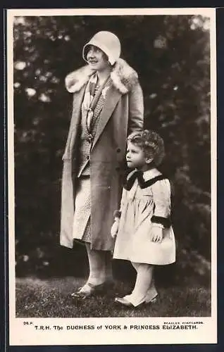 AK The Duchess of York & Princess Elizabeth bei einem Spaziergang