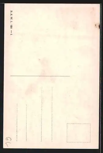 AK Getigerte Katze beäugt eine Maus auf einer Mauer