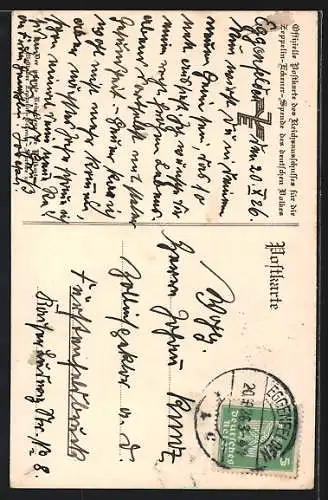 AK Graf Zeppelin, portraitiert mit Schnurrbart und Binder