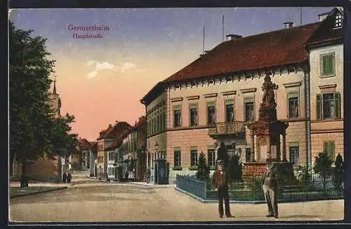 AK Germersheim, Blick auf Hauptstrasse
