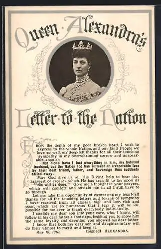 AK Königin Alexandra von England mit Krone