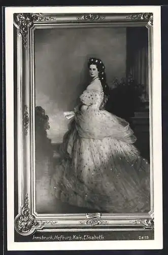 AK Innsbruck, Hofburg, Kaiserin Elisabeth (Sissi) von Österreich, Gemälde im Rahmen