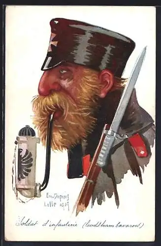 Künstler-AK Em. Dupuis: Soldat d`infanterie, Landsturm bavarois, Bayrischer Landsturm