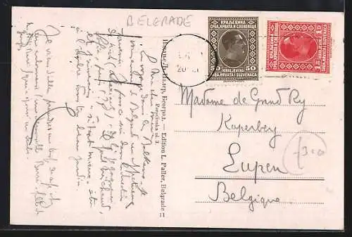 AK Belgrade, Teilansicht, Strassenpartie mit Strassenbahn, Ortspartie