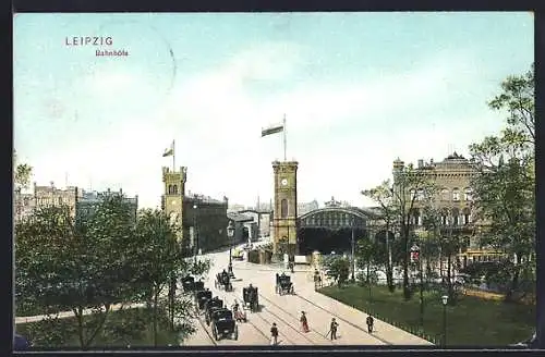 AK Leipzig, Bahnhöfe mit Strassenbahn