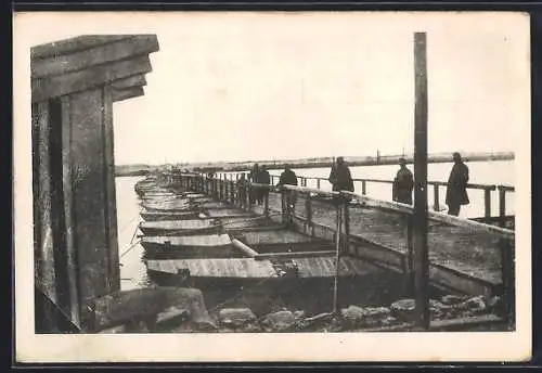 AK Belgrad, Pontonbrücken über die Save, 1. Weltkrieg