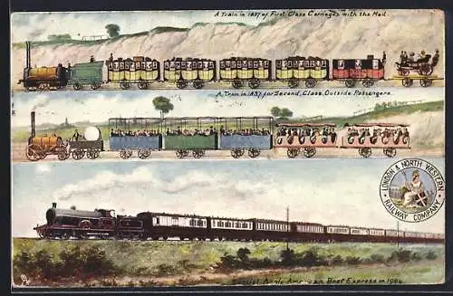 AK Englische Eisenbahnen von 1837 und Boat-Express von 1904