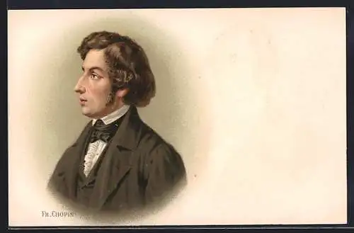 Lithographie Portrait Frederic Chopin, polnischer Komponist