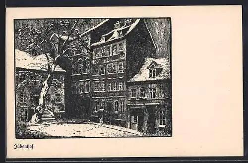 Künstler-AK Berlin, Jüdenhof, Wohnanlage