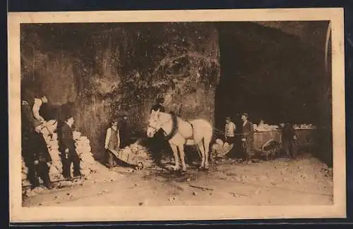 AK Wieliczka, Bergleute der Arbeit im Salzbergwerk, Pferdegespann