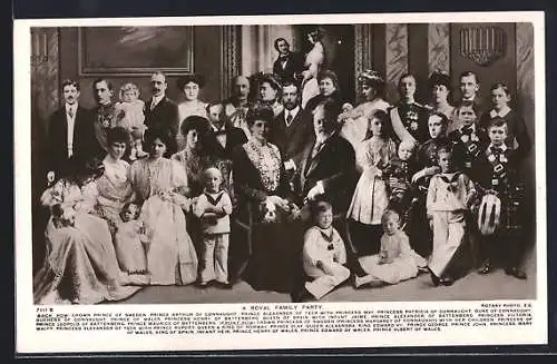 AK König Edward VII. von England mit Königin Mary und Mitgliedern verschiedener europäischen Adelshäuser