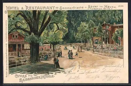 Lithographie Rabenau / Rabenauer Grund, Hotel-Restaurant Rabenauer Mühle