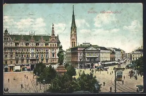 AK Berlin, Alexanderplatz mit Strassenbahn