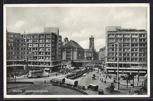 AK Berlin, Strassenbahnen auf dem Alexanderplatz