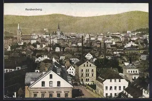 AK Reichenberg / Liberec, Teilansicht der Stadt