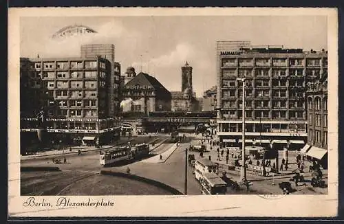 AK Berlin, Strassenbahnen und Omnibusse am Alexanderplatz
