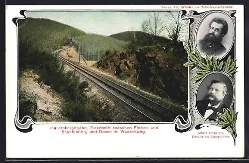AK Harz-Zahnrad-Bergbahn, Blankenburg-Rübeland-Tanne, Einschnitt zwischen Eichen- und Staufenberg, A. Schneider