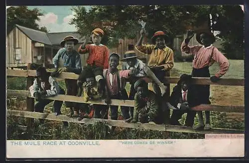 AK The mule race at Coonville, afrikanische Volkstypen