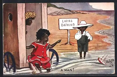 AK Ladies Bathing, A Man!