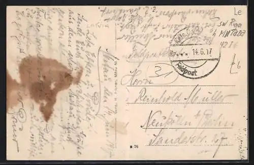 AK Mitau, Bahnhof mit Vorplatz und Fuhrwerken