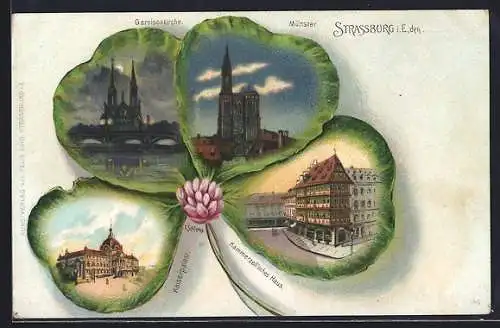 Passepartout-Lithographie Strassburg, Kammerzell`sches Haus im Kleeblatt