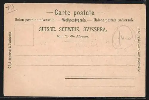 Lithographie Treib a. Vierwaldstättersee, Teilansicht, Rütli, Schillerstein