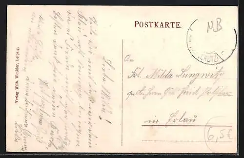 AK Schönfeld / Milkau, Gasthof Karl Rost, Grosse Linde, Totalansicht mit Acker