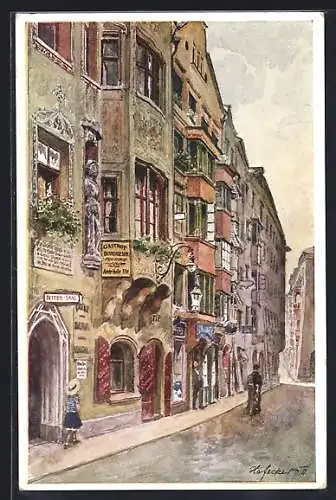 Künstler-AK Innsbruck, Hofgasse mit Rittersaal