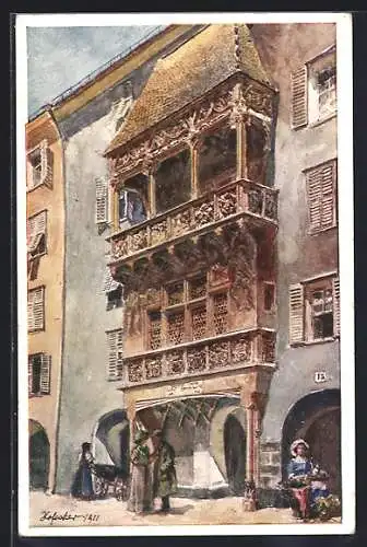 Künstler-AK E.F. Hofecker: Innsbruck, Das goldene Dachl