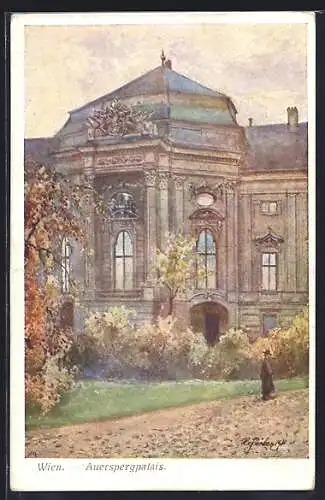 Künstler-AK E.F. Hofecker: Wien, Auerspergpalais mit Gartenanlage