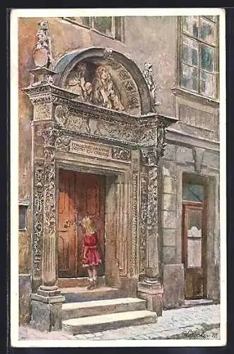 Künstler-AK E.F. Hofecker: Wien, Renaissanceportal der Salvatorkirche