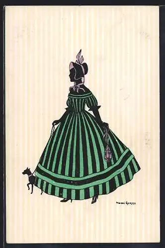 Künstler-AK Manni Grosze: Frau mit kleinem Hund