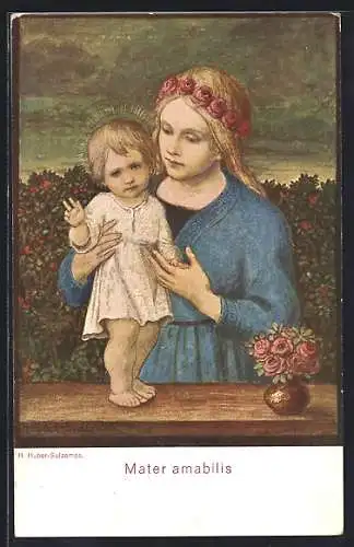 Künstler-AK Hans Huber-Sulzemoos: Frau mit Jesuskind, Mater amabilis