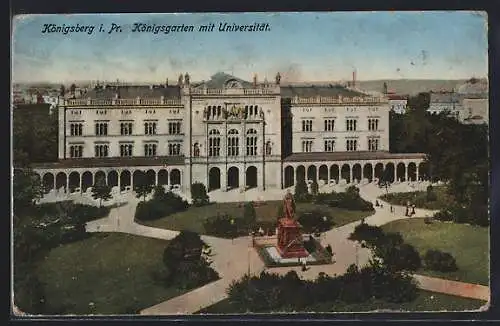 AK Königsberg i. Pr., Königsgarten mit Universität