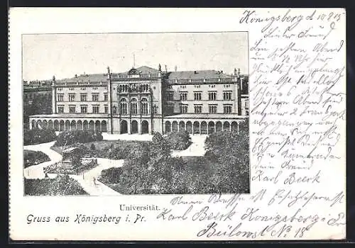 AK Königsberg i. Pr., Blick auf die Universität im Passepartout