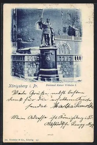 AK Königsberg i. Pr., Denkmal Kaiser Wilhelm I.