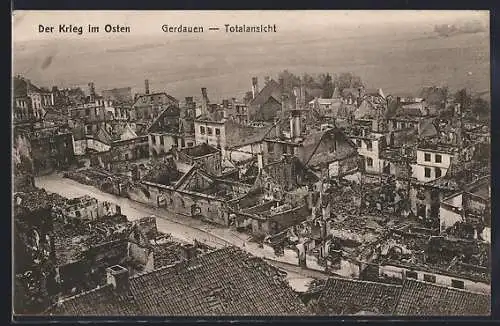 AK Gerdauen, Totalansicht der zerstörten Ortschaft