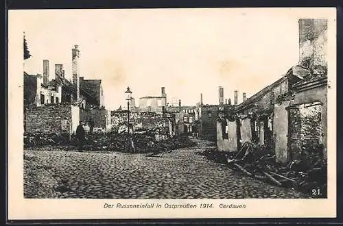 AK Gerdauen, Zerstörte Häuser der Ortschaft