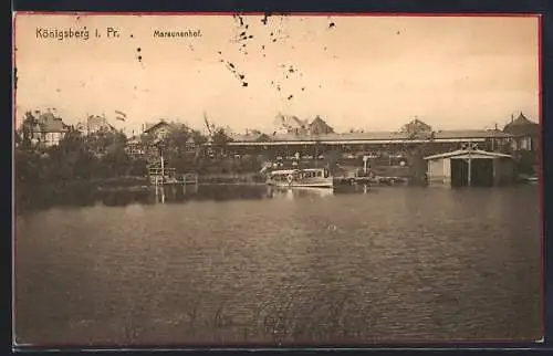 AK Königsberg i. Pr., Maraunenhof vom Wasser aus