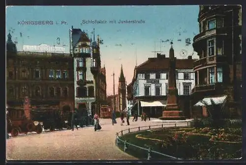 AK Königberg i. Pr., Schlossplatz mit Junkerstrasse
