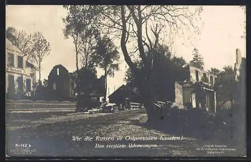 AK Uderwangen, durch Russen zerstörte Häuser