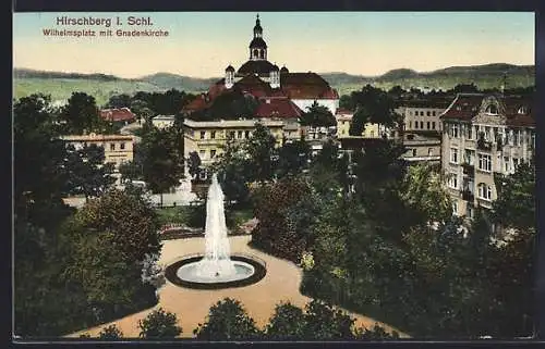 AK Hirschberg i. Schl., Wilhelmsplatz mit Gnadenkirche