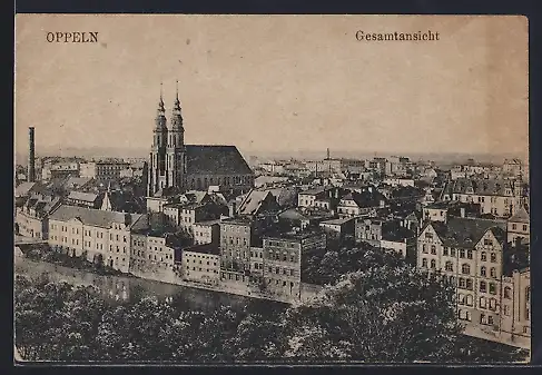 AK Oppeln, Ortsansicht mit Kirche