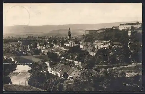 AK Glatz, Ortsansicht mit Flusspartie