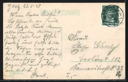 AK Glatz, Ortsansicht mit Flusspartie